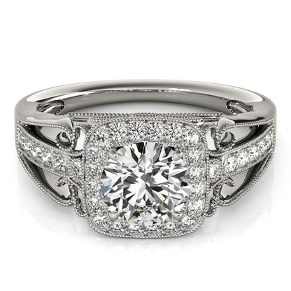 14k White Gold Baroque Shank Style Cut Diamond Engagement Ring (1 1/4 cttw) RCJ Rings  CELESTIA LUXE JEWELLERS