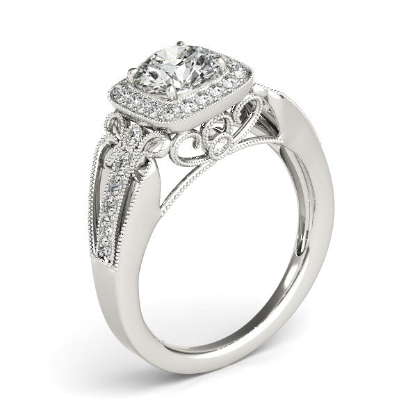 14k White Gold Baroque Shank Style Cut Diamond Engagement Ring (1 1/4 cttw) RCJ Rings  CELESTIA LUXE JEWELLERS