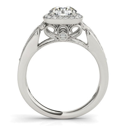 14k White Gold Baroque Shank Style Cut Diamond Engagement Ring (1 1/4 cttw) RCJ Rings  CELESTIA LUXE JEWELLERS