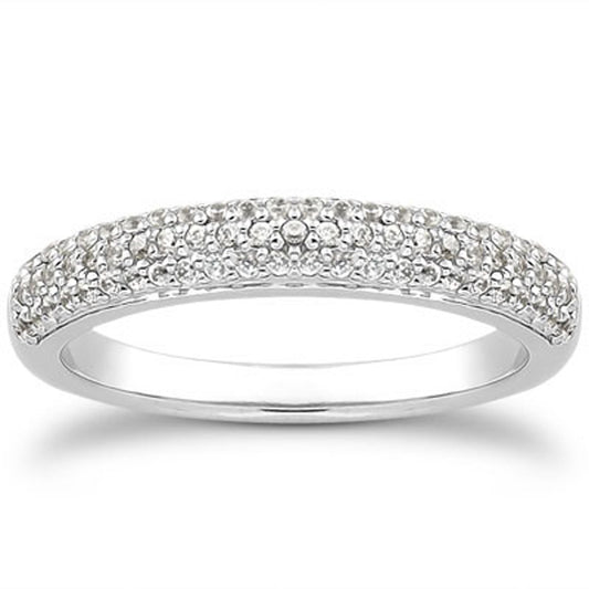 14k White Gold Triple Multi-Row Micro- Pave Diamond Wedding Ring Band RCJ Rings  CELESTIA LUXE JEWELLERS