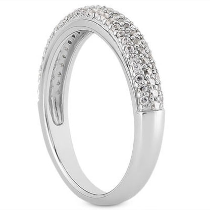 14k White Gold Triple Multi-Row Micro- Pave Diamond Wedding Ring Band RCJ Rings  CELESTIA LUXE JEWELLERS