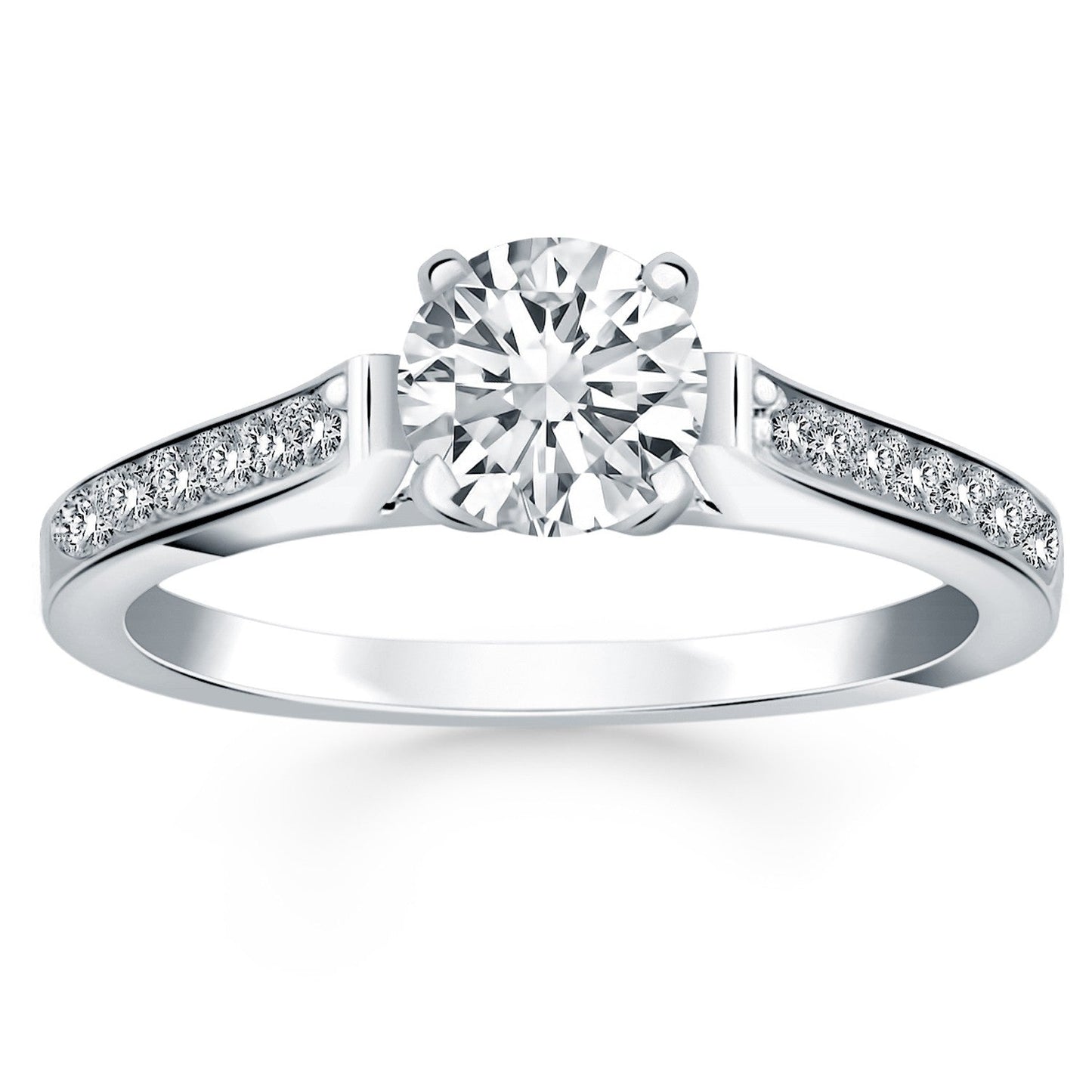 14k White Gold Pave Diamond Cathedral Engagement Ring RCJ Rings  CELESTIA LUXE JEWELLERS