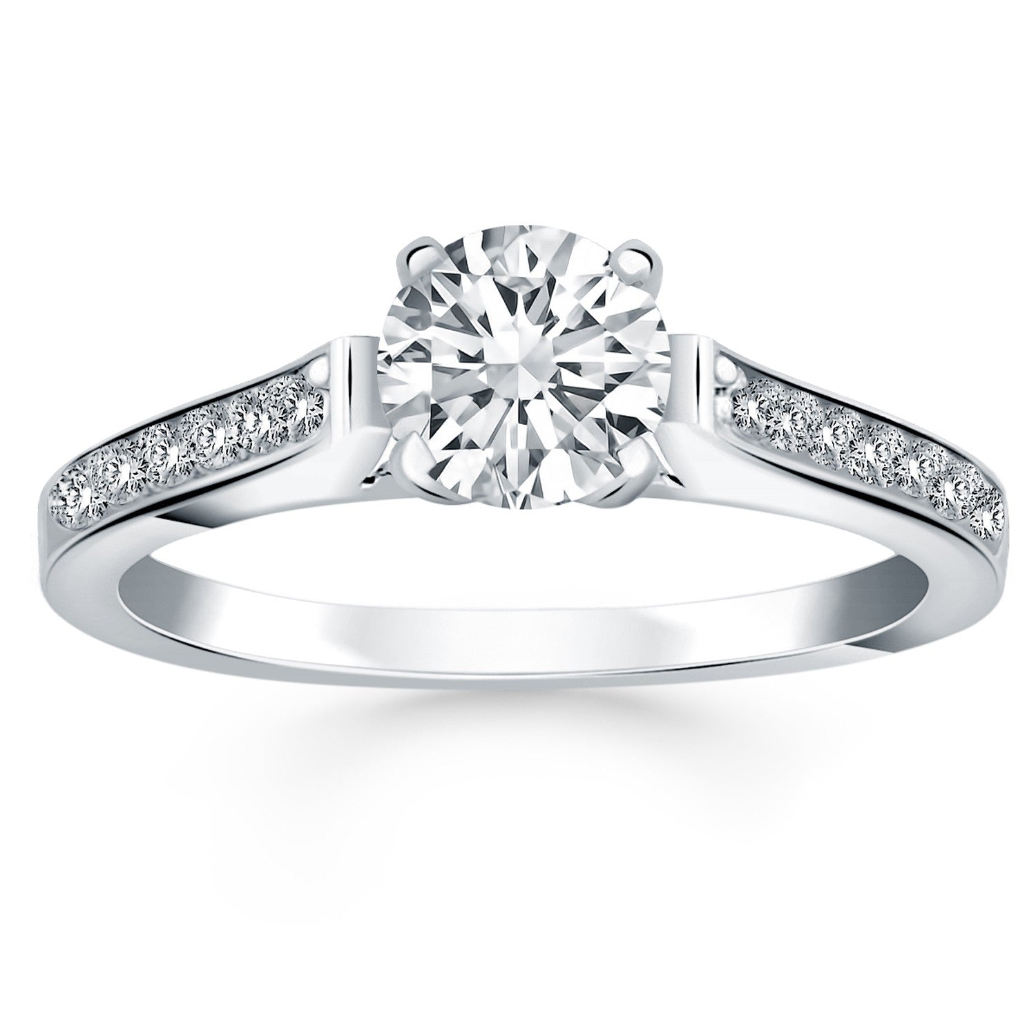 14k White Gold Pave Diamond Cathedral Engagement Ring RCJ Rings  CELESTIA LUXE JEWELLERS
