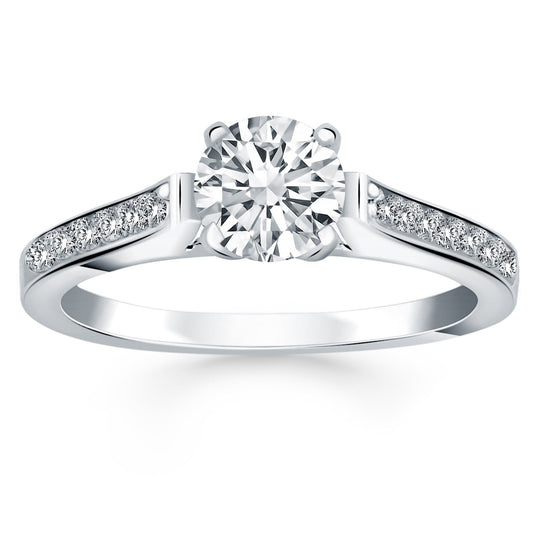 14k White Gold Pave Diamond Cathedral Engagement Ring RCJ Rings  CELESTIA LUXE JEWELLERS