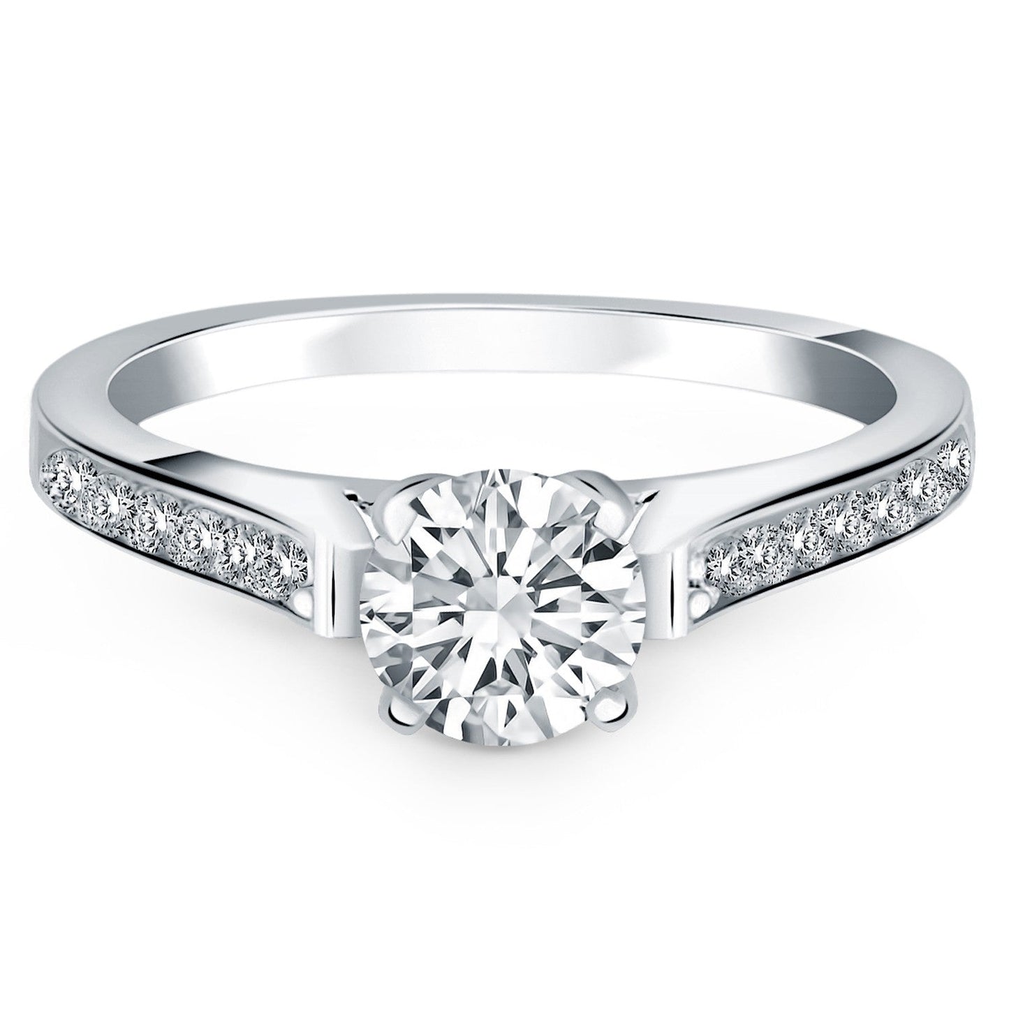 14k White Gold Pave Diamond Cathedral Engagement Ring RCJ Rings  CELESTIA LUXE JEWELLERS