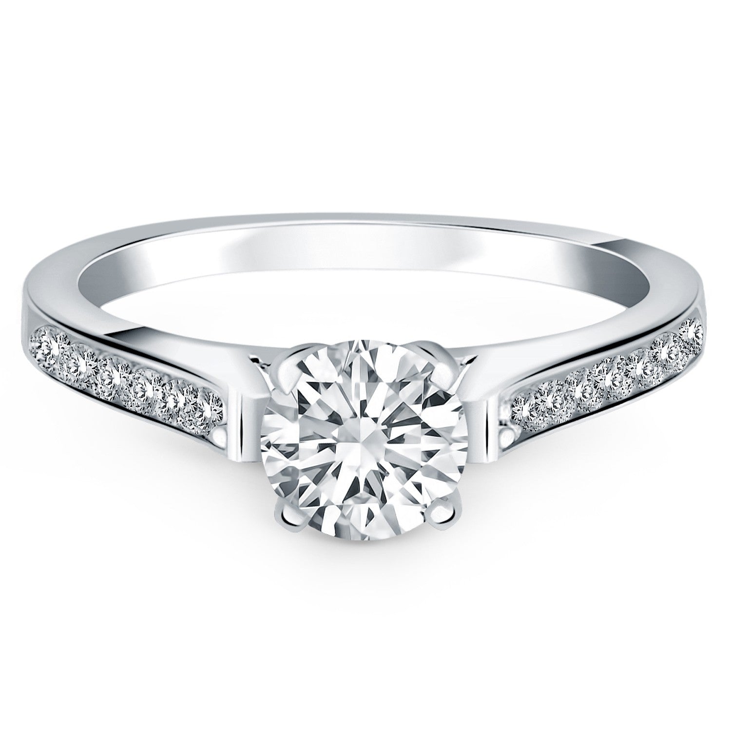 14k White Gold Pave Diamond Cathedral Engagement Ring RCJ Rings  CELESTIA LUXE JEWELLERS