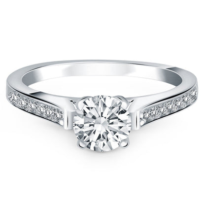 14k White Gold Pave Diamond Cathedral Engagement Ring RCJ Rings  CELESTIA LUXE JEWELLERS