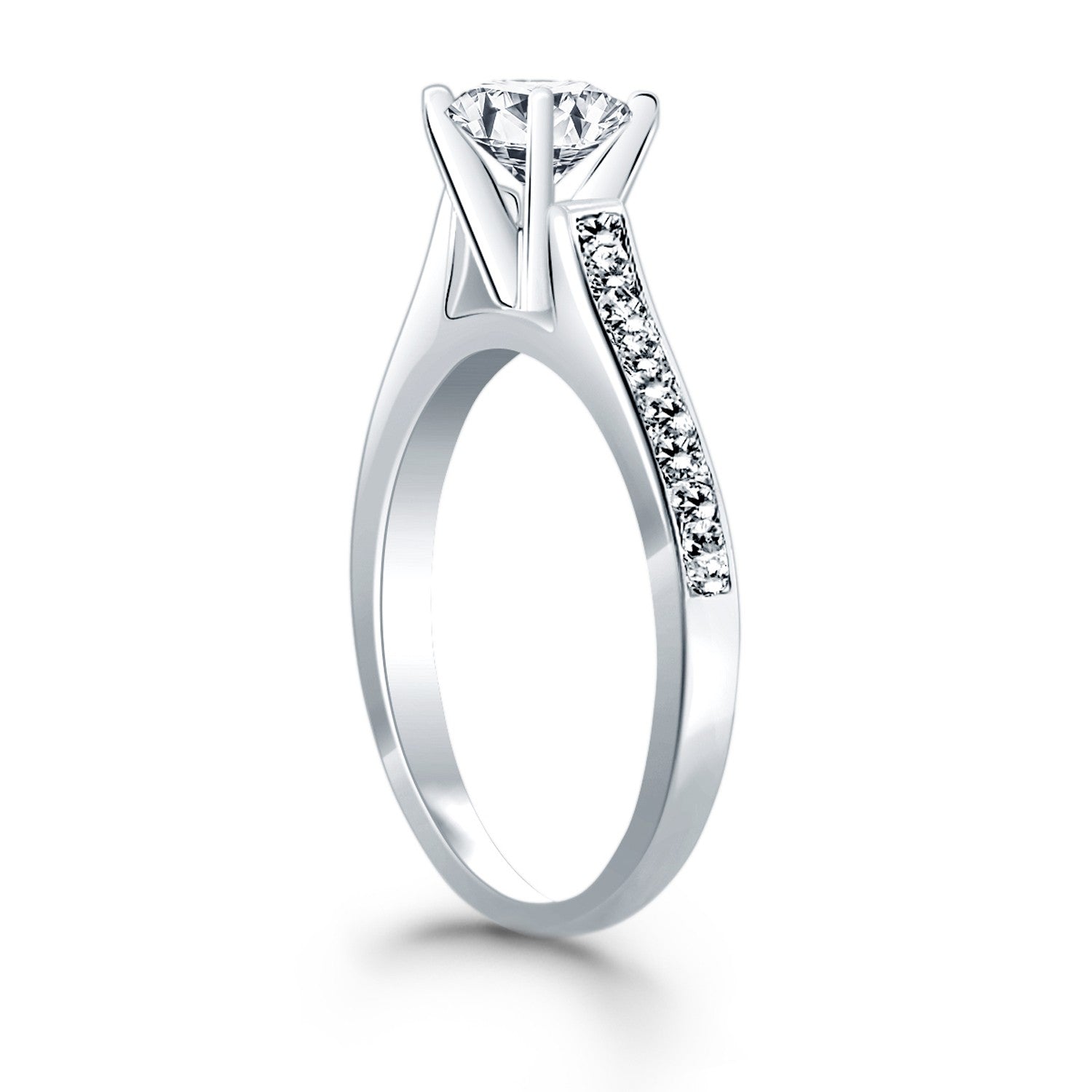 14k White Gold Pave Diamond Cathedral Engagement Ring RCJ Rings  CELESTIA LUXE JEWELLERS