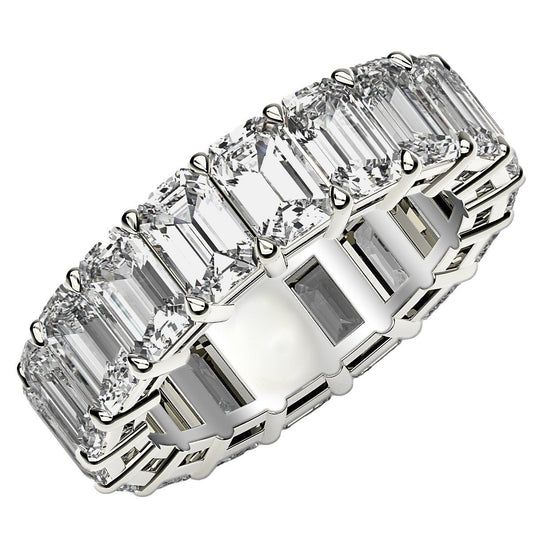 Emerald Cut Lab Grown Diamond Eternity Ring in 14k White Gold (8 cttw FG/VS2) RCJ Rings  CELESTIA LUXE JEWELLERS