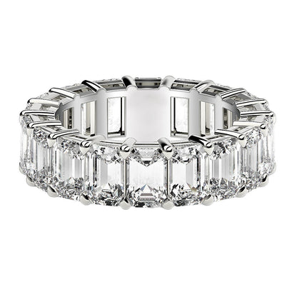 Emerald Cut Lab Grown Diamond Eternity Ring in 14k White Gold (8 cttw FG/VS2) RCJ Rings  CELESTIA LUXE JEWELLERS