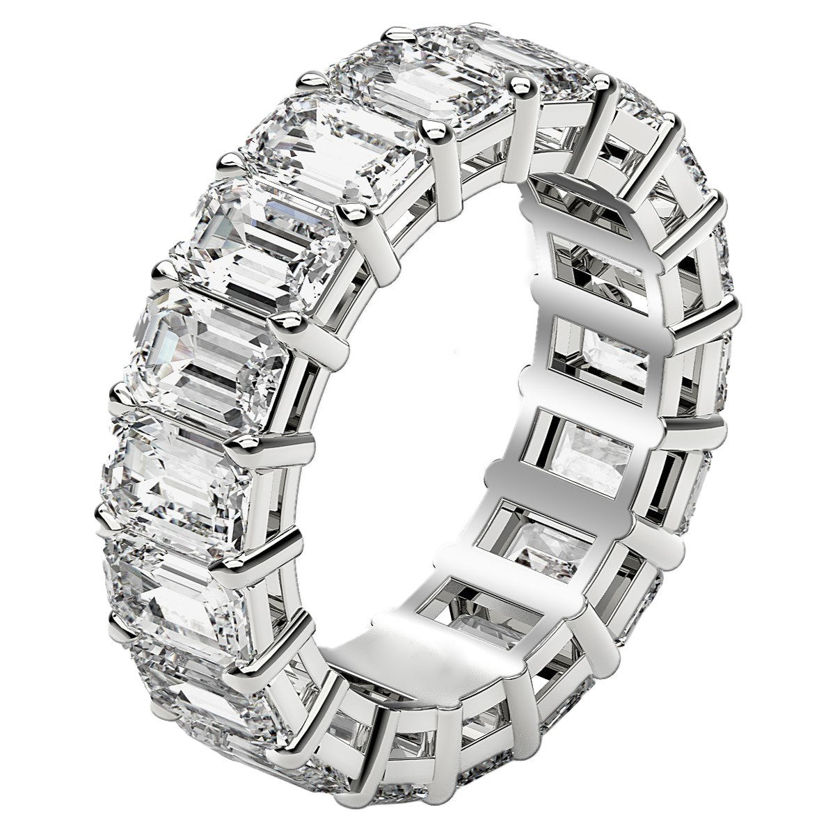 Emerald Cut Lab Grown Diamond Eternity Ring in 14k White Gold (8 cttw FG/VS2) RCJ Rings  CELESTIA LUXE JEWELLERS