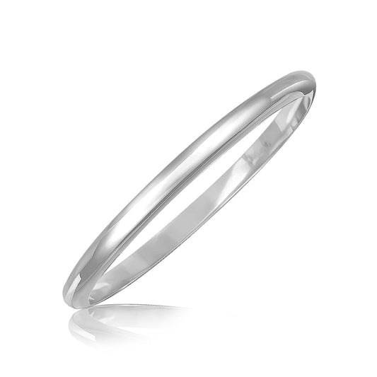 Sterling Silver Rhodium Plated Slim Dome Motif Bangle (6.50 mm) RCJ Bangles  CELESTIA LUXE JEWELLERS