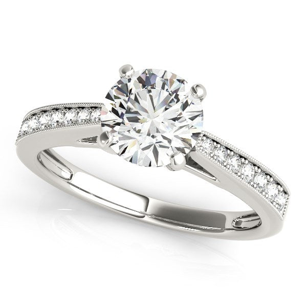14k White Gold Antique Style Graduagted Diamond Engagement Ring (1 1/8 cttw) RCJ Rings  CELESTIA LUXE JEWELLERS
