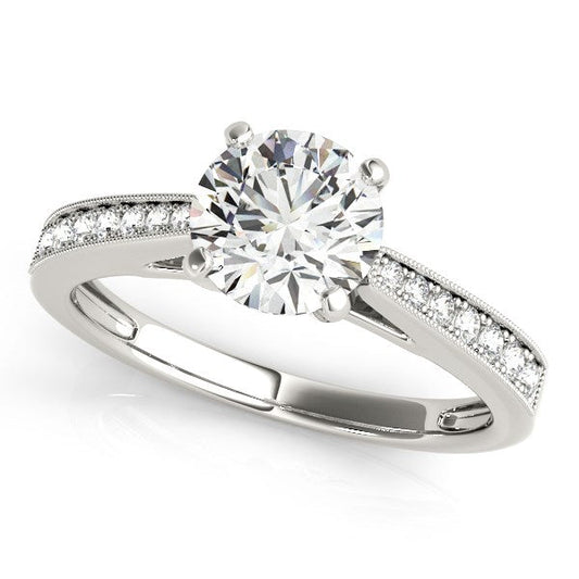 14k White Gold Antique Style Graduagted Diamond Engagement Ring (1 1/8 cttw) RCJ Rings  CELESTIA LUXE JEWELLERS