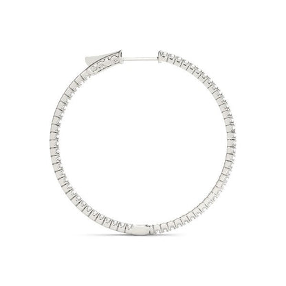 14k White Gold Slim Two Sided Diamond Hoop Earrings (1 1/2 cttw) RCJ Earrings  CELESTIA LUXE JEWELLERS