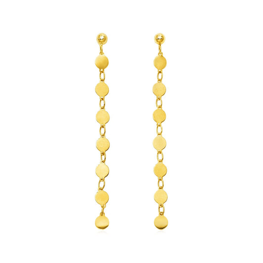 14k Yellow Gold Post Dangle Earrings with Polished Circles RCJ Earrings  CELESTIA LUXE JEWELLERS