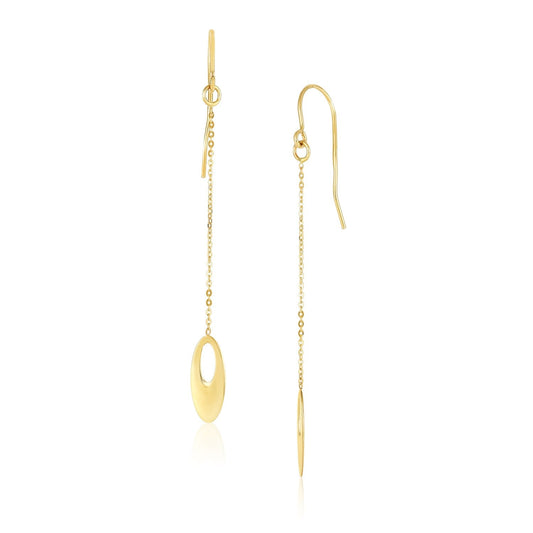 14k Yellow Gold Cutout Oval Chain Dangling Earrings RCJ Earrings  CELESTIA LUXE JEWELLERS