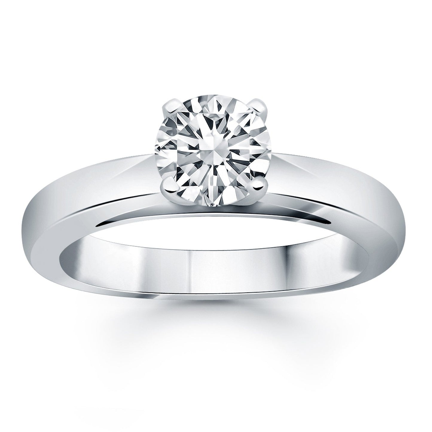 14k White Gold Classic Wide Band Cathedral Solitaire Engagement Ring RCJ Rings  CELESTIA LUXE JEWELLERS