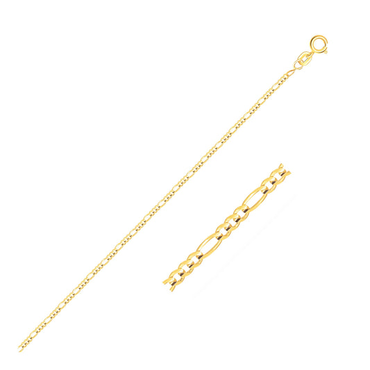 14k Yellow Gold Figaro Anklet 1.3mm RCJ Anklets  CELESTIA LUXE JEWELLERS