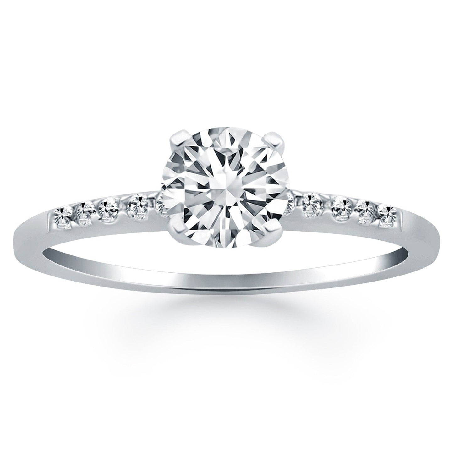 14k White Gold Engagement Ring with Diamond Band Design RCJ Rings  CELESTIA LUXE JEWELLERS