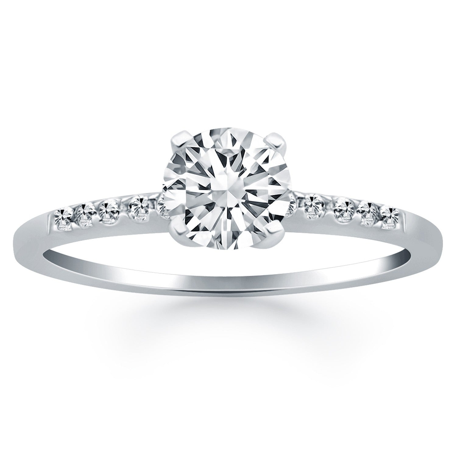 14k White Gold Engagement Ring with Diamond Band Design RCJ Rings  CELESTIA LUXE JEWELLERS