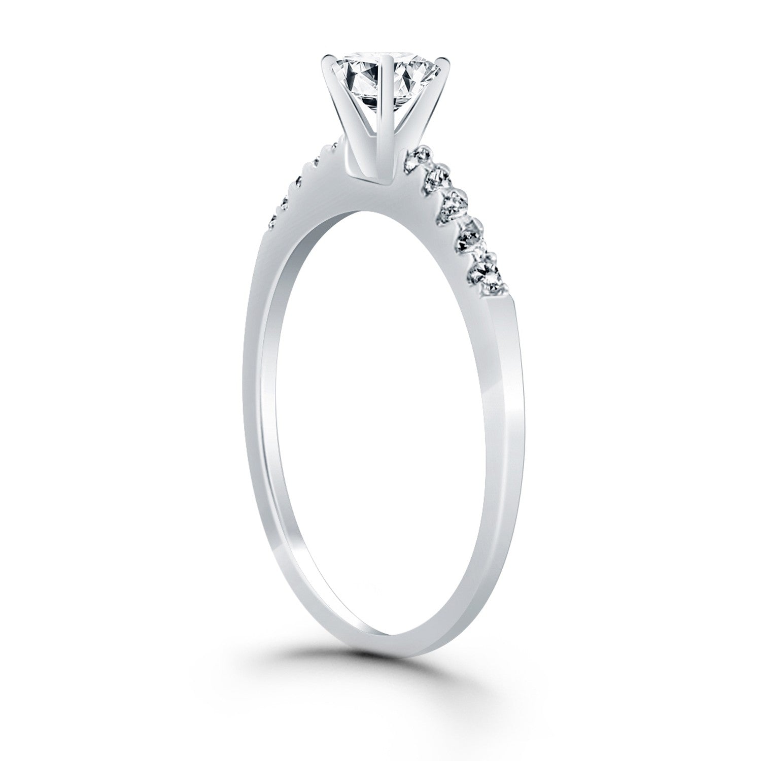 14k White Gold Engagement Ring with Diamond Band Design RCJ Rings  CELESTIA LUXE JEWELLERS