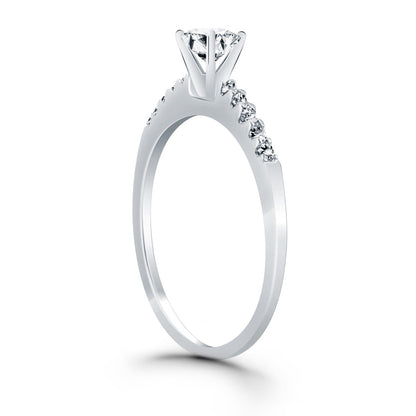 14k White Gold Engagement Ring with Diamond Band Design RCJ Rings  CELESTIA LUXE JEWELLERS