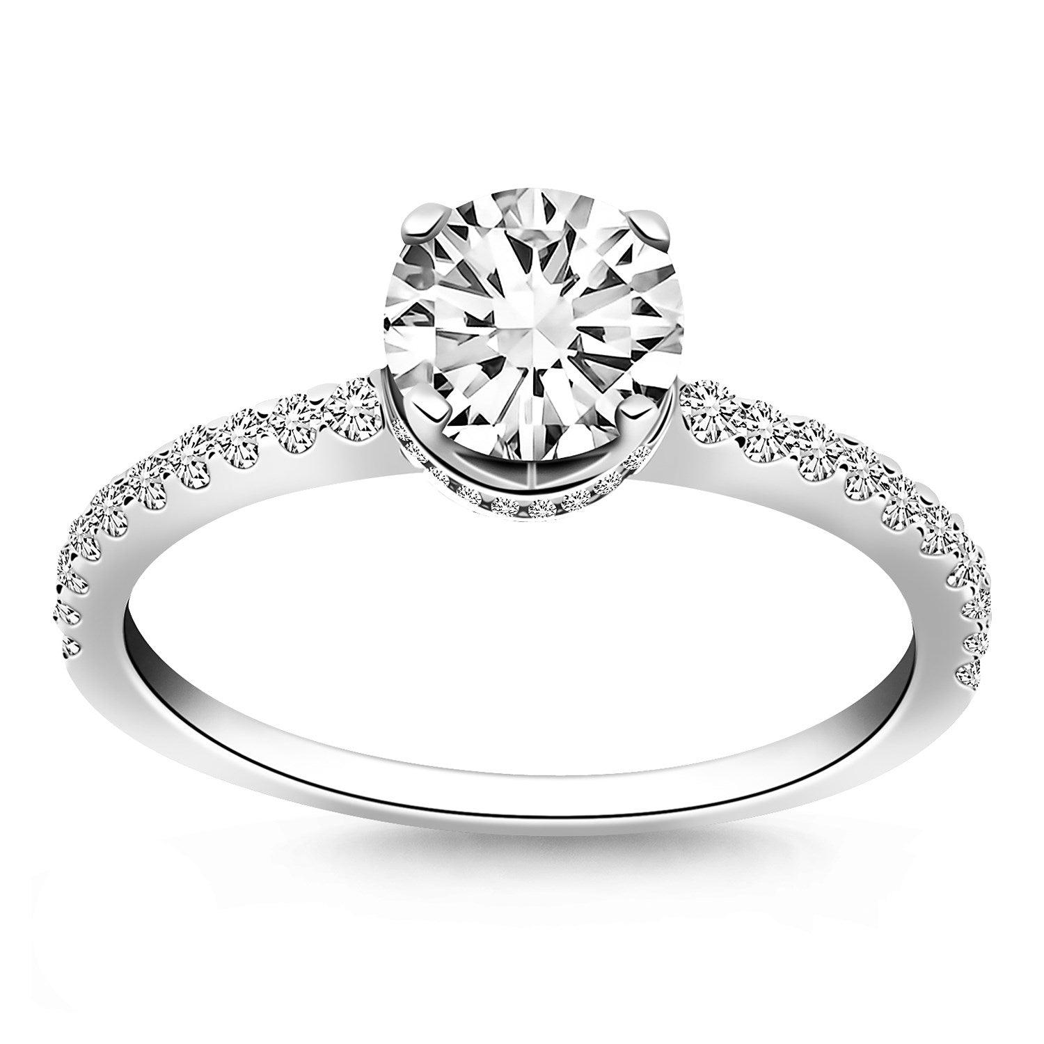 14k White Gold Diamond Collar Engagement Ring RCJ Rings  CELESTIA LUXE JEWELLERS