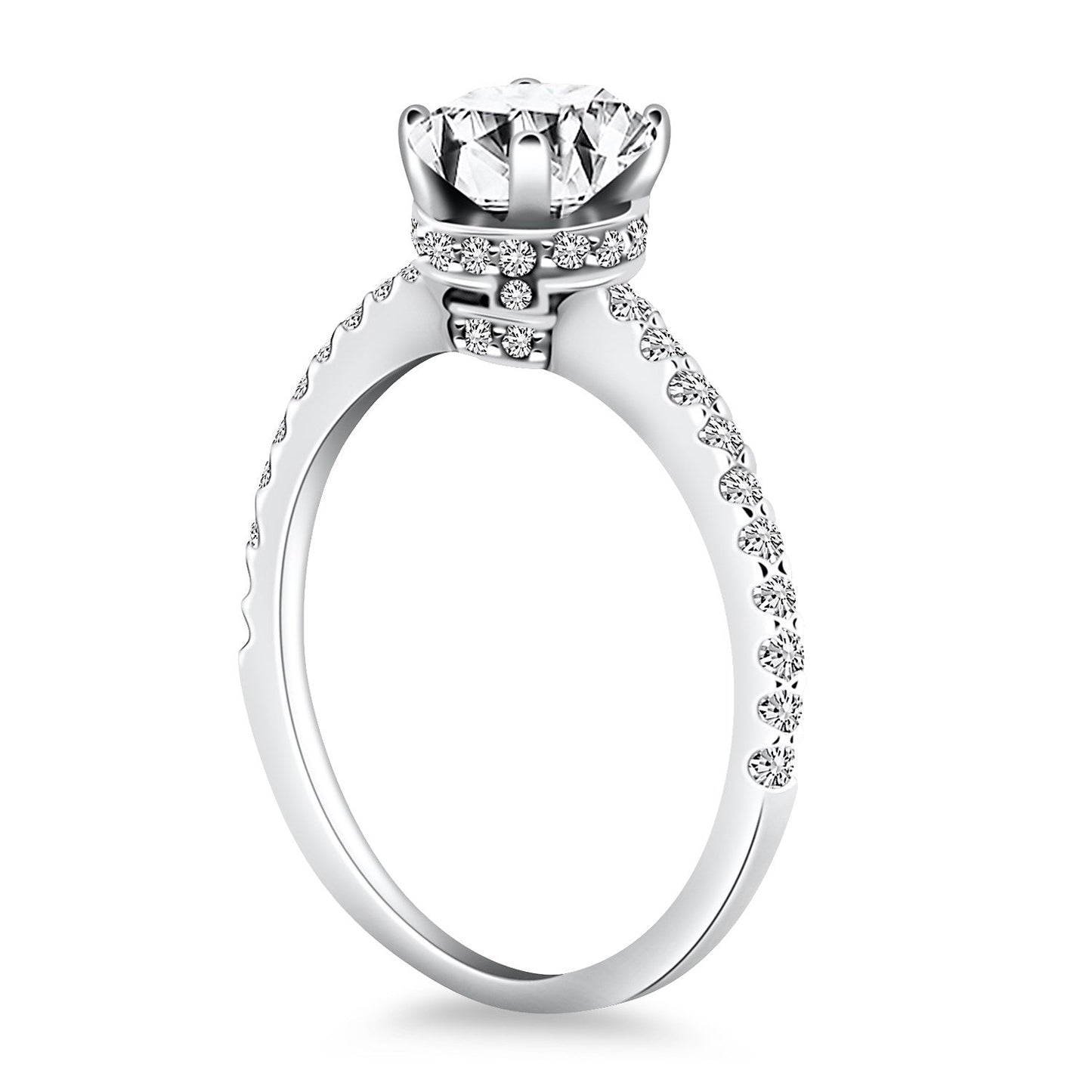 14k White Gold Diamond Collar Engagement Ring RCJ Rings  CELESTIA LUXE JEWELLERS