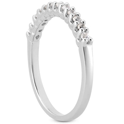 14k White Gold Fancy U Setting Shared Prong Diamond Wedding Ring Band RCJ Rings  CELESTIA LUXE JEWELLERS