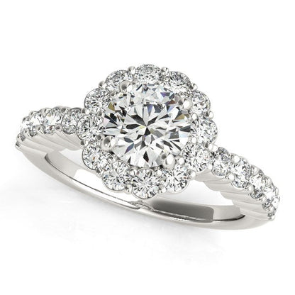 14k White Gold Round Floral Motif Diamond Engagement Ring (1 5/8 cttw) RCJ Rings  CELESTIA LUXE JEWELLERS