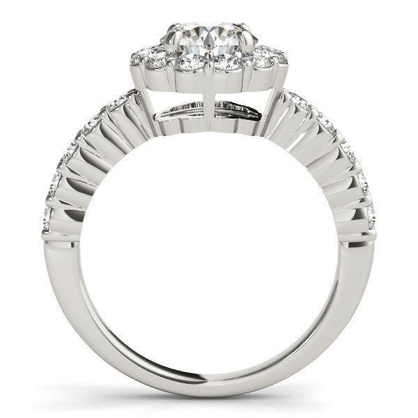 14k White Gold Round Floral Motif Diamond Engagement Ring (1 5/8 cttw) RCJ Rings  CELESTIA LUXE JEWELLERS