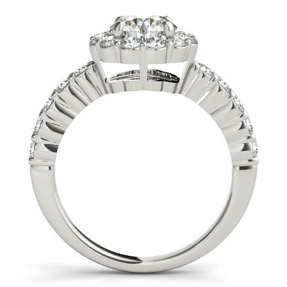 14k White Gold Round Floral Motif Diamond Engagement Ring (1 5/8 cttw) RCJ Rings  CELESTIA LUXE JEWELLERS