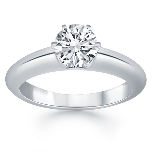 14k White Gold Solitaire Cathedral Engagement Ring RCJ Rings  CELESTIA LUXE JEWELLERS