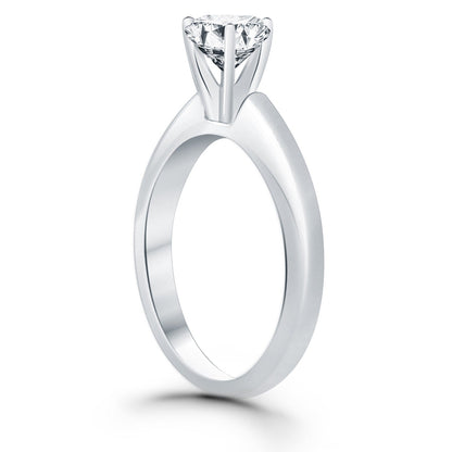 14k White Gold Solitaire Cathedral Engagement Ring RCJ Rings  CELESTIA LUXE JEWELLERS
