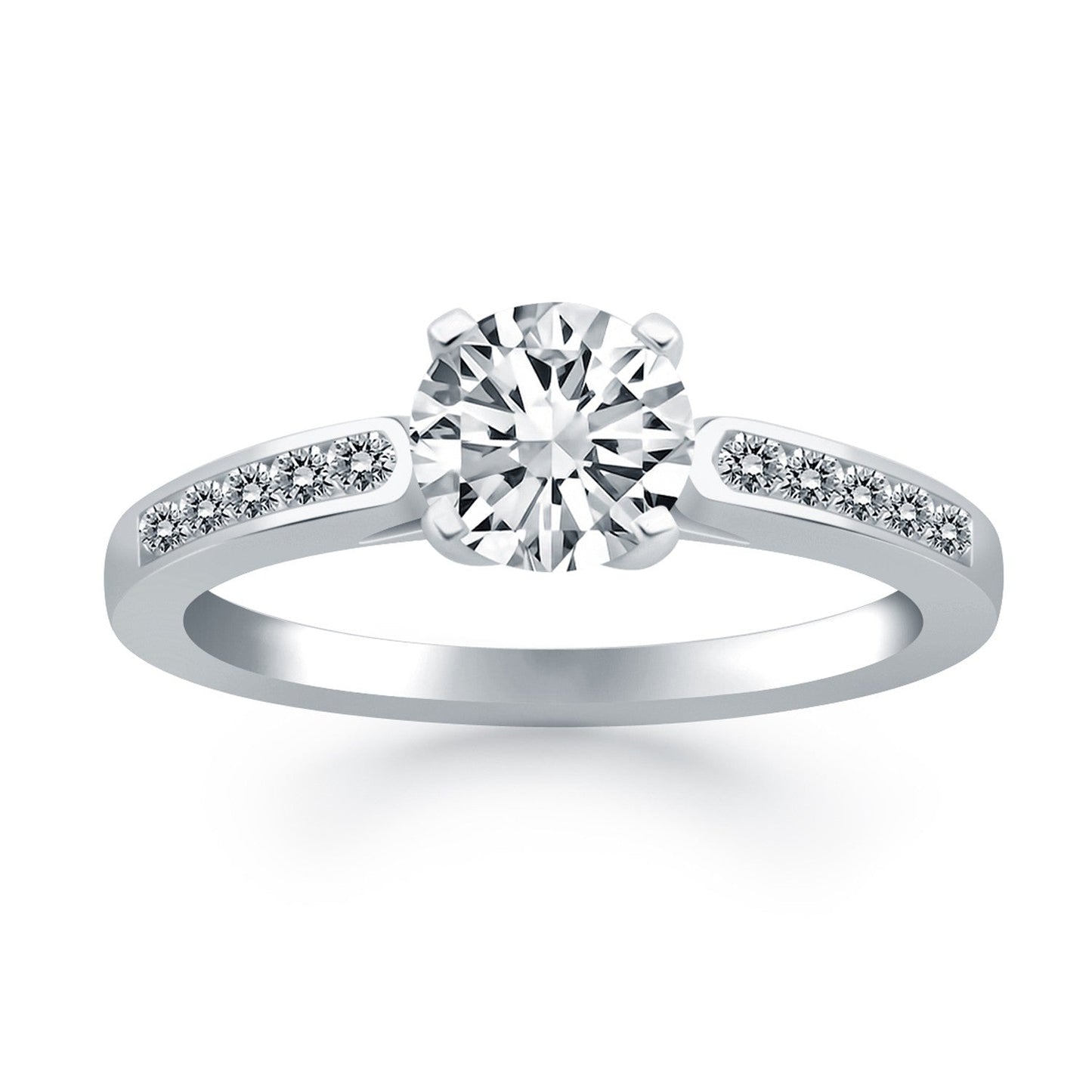 14k White Gold Diamond Channel Cathedral Engagement Ring RCJ Rings  CELESTIA LUXE JEWELLERS