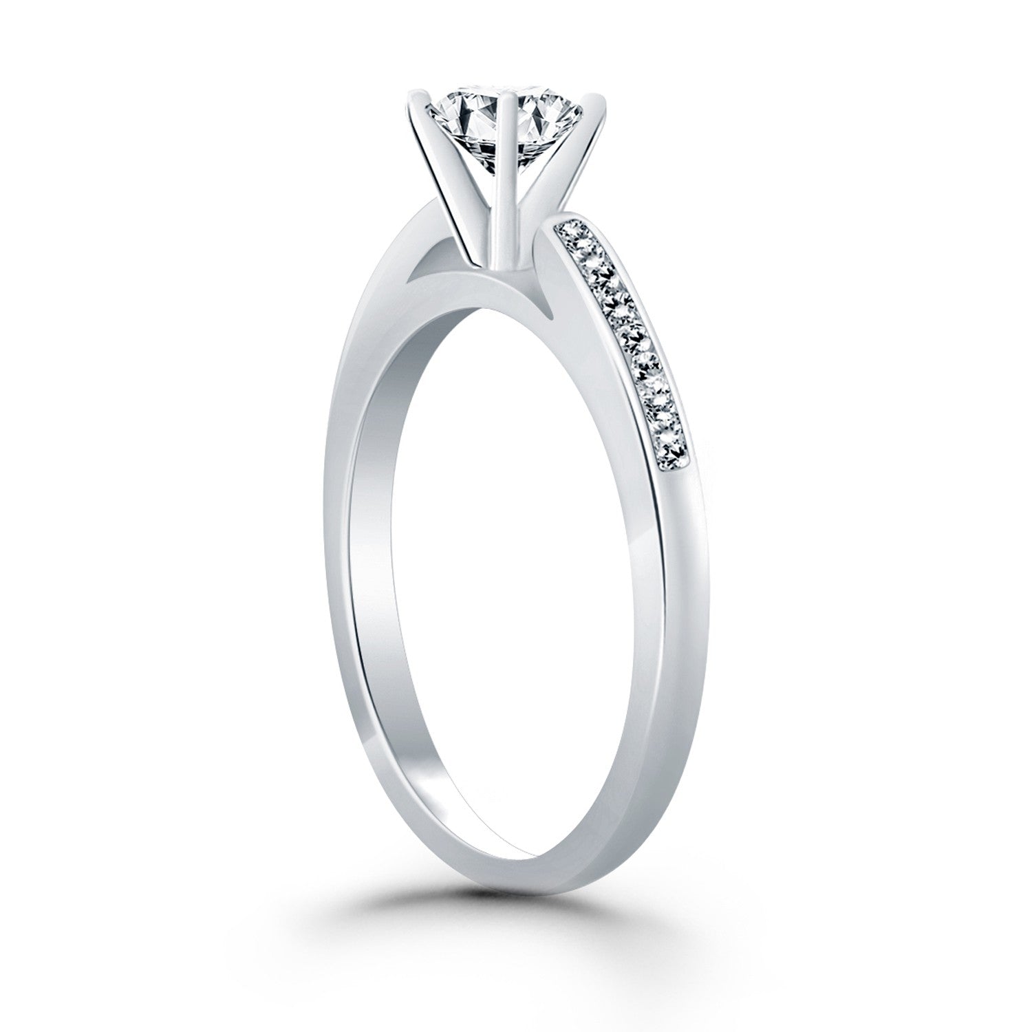14k White Gold Diamond Channel Cathedral Engagement Ring RCJ Rings  CELESTIA LUXE JEWELLERS