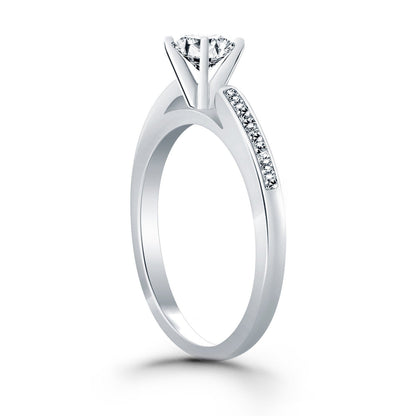 14k White Gold Diamond Channel Cathedral Engagement Ring RCJ Rings  CELESTIA LUXE JEWELLERS