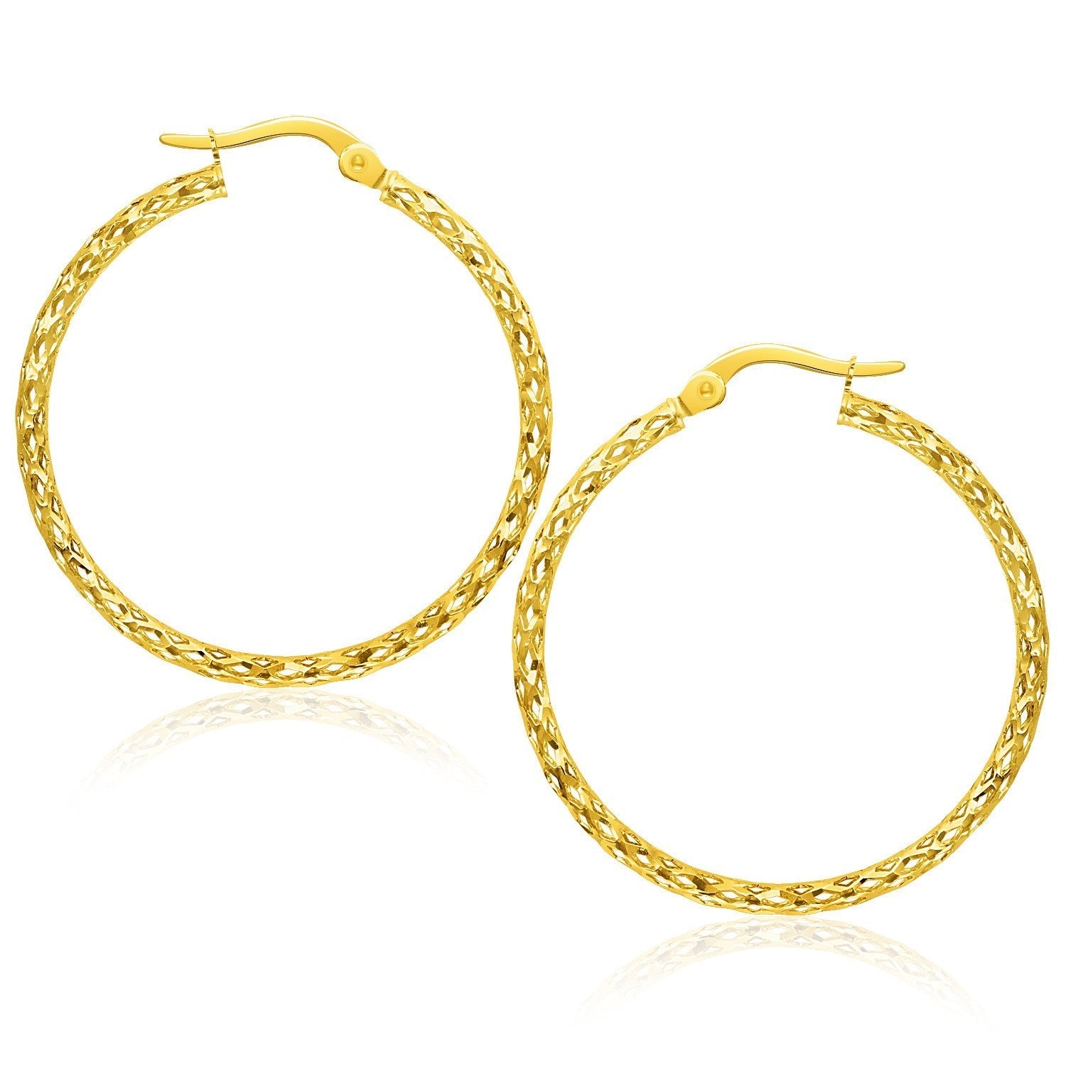 Large Textured Hoop Earrings in 10k Yellow Gold RCJ Earrings  CELESTIA LUXE JEWELLERS