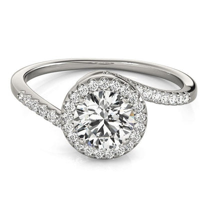 14k White Gold Halo Design Bypass Round Diamond Engagement Ring (5/8 cttw) RCJ Rings  CELESTIA LUXE JEWELLERS