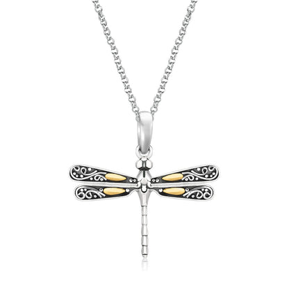 18k Yellow Gold and Sterling Silver Pendant in a Dragonfly Design RCJ Pendants  CELESTIA LUXE JEWELLERS