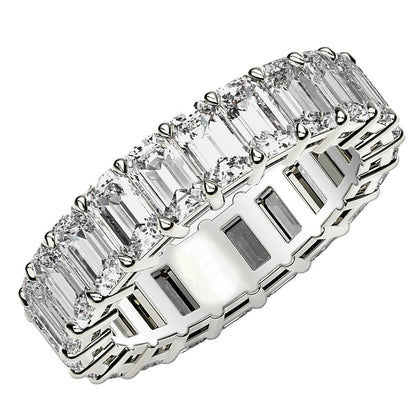 Emerald Cut Lab Grown Diamond Eternity Ring in 14k White Gold (5 cttw FG/VS2) RCJ Rings  CELESTIA LUXE JEWELLERS