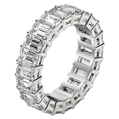 Emerald Cut Lab Grown Diamond Eternity Ring in 14k White Gold (5 cttw FG/VS2) RCJ Rings  CELESTIA LUXE JEWELLERS