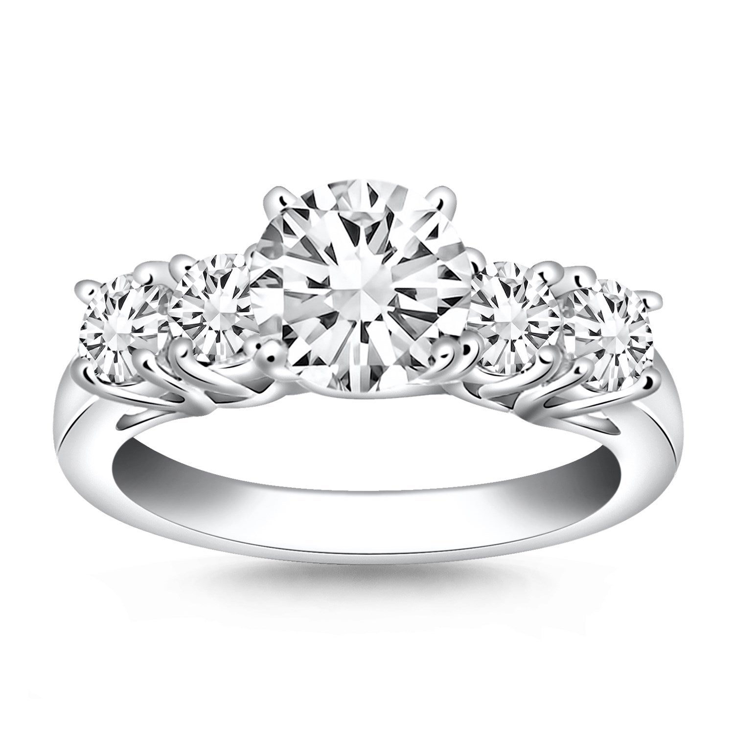 14k White Gold Five Stone Diamond Trellis Engagement Ring RCJ Rings  CELESTIA LUXE JEWELLERS