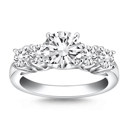 14k White Gold Five Stone Diamond Trellis Engagement Ring RCJ Rings  CELESTIA LUXE JEWELLERS