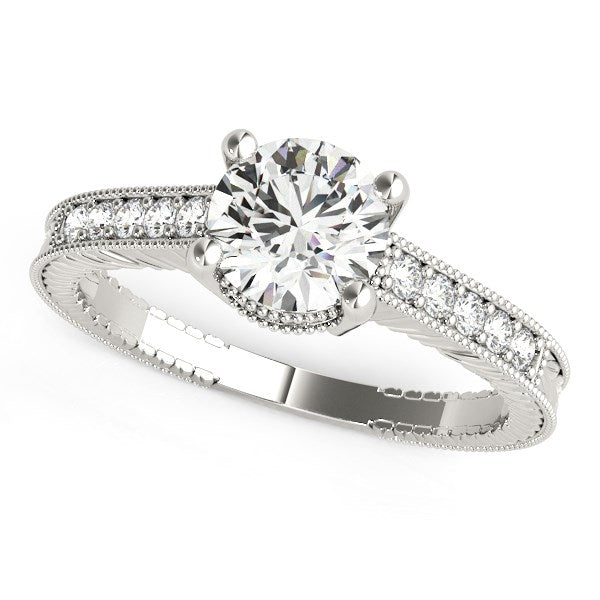 14k White Gold Round Antique Style Diamond Engagement Ring (1 1/8 cttw) RCJ Rings  CELESTIA LUXE JEWELLERS