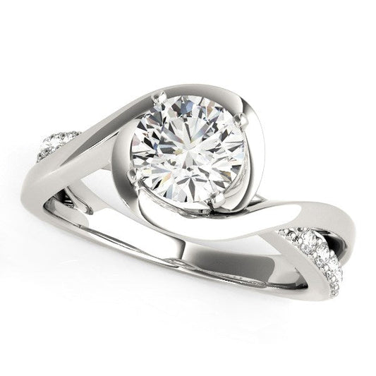 14k White Gold Split Band Round Bypass Diamond Engagement Ring (1 1/8 cttw) RCJ Rings  CELESTIA LUXE JEWELLERS