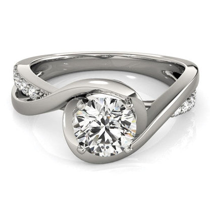 14k White Gold Split Band Round Bypass Diamond Engagement Ring (1 1/8 cttw) RCJ Rings  CELESTIA LUXE JEWELLERS