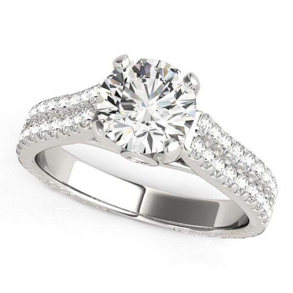 14k White Gold Round Diamond Engagement Ring with Pave Band (2 cttw) RCJ Rings  CELESTIA LUXE JEWELLERS
