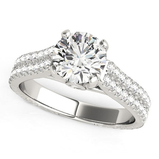 14k White Gold Round Diamond Engagement Ring with Pave Band (2 cttw) RCJ Rings  CELESTIA LUXE JEWELLERS